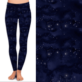 Purple Blue Galaxy Leggings - Nebula, Stars, Full Length